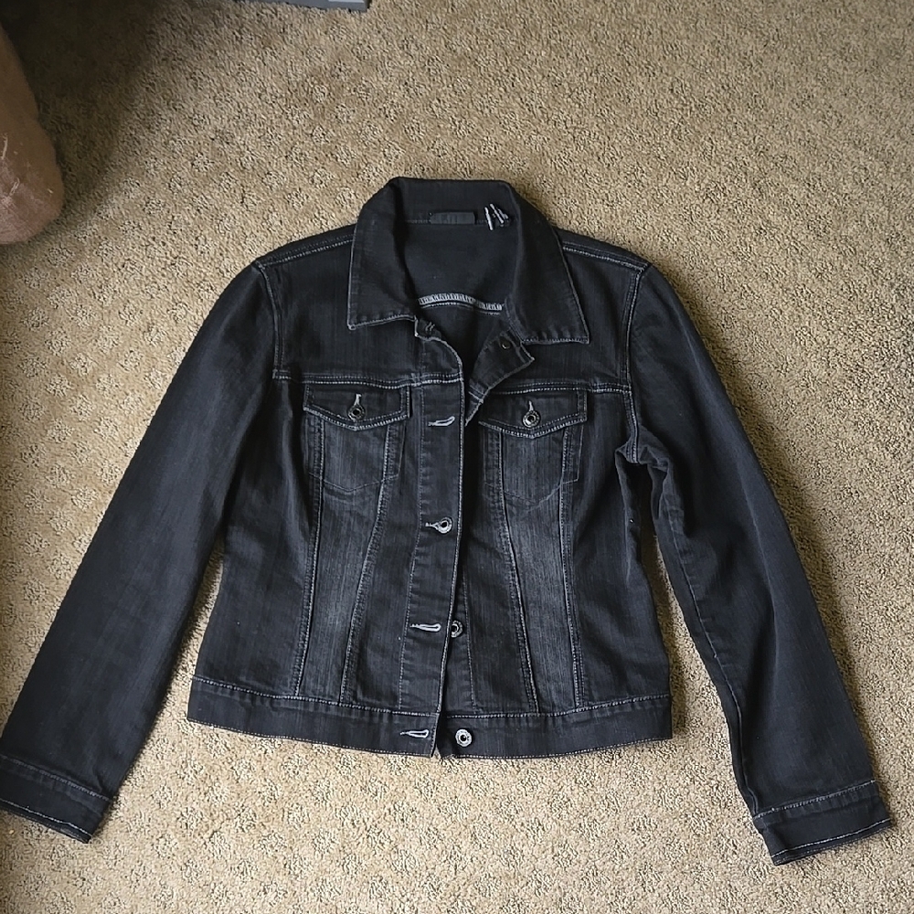 Women's Black Denim Jacket Size Medium Spring Jean
